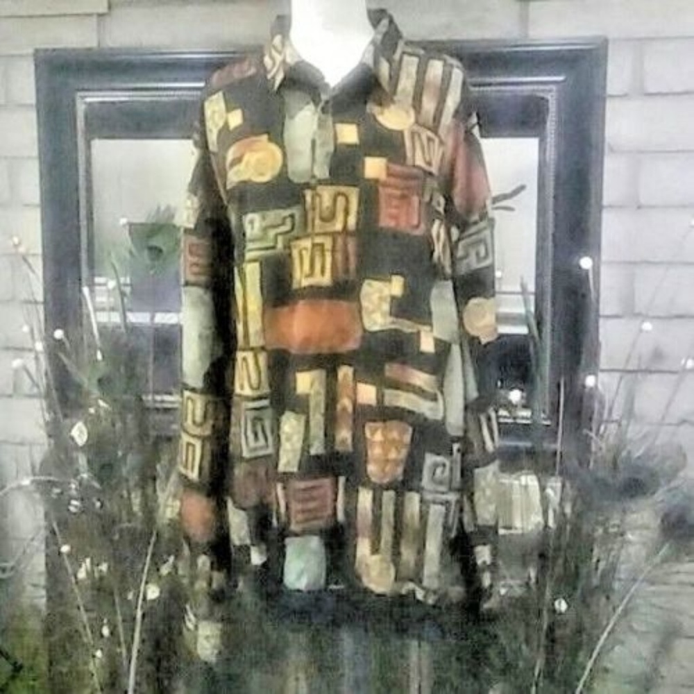 Vtg 80's ALAN STUART men's Abstract Block Shirt